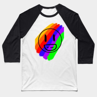 Rainbow Smiley Face Baseball T-Shirt